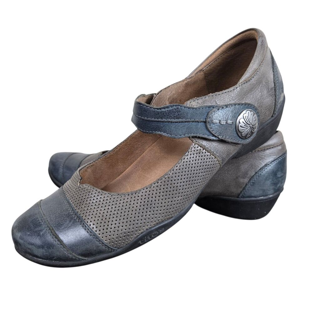Taos Bravo Mary Jane Shoes Sz 9 Leather Brown Blue Comfort Office Siren Academia